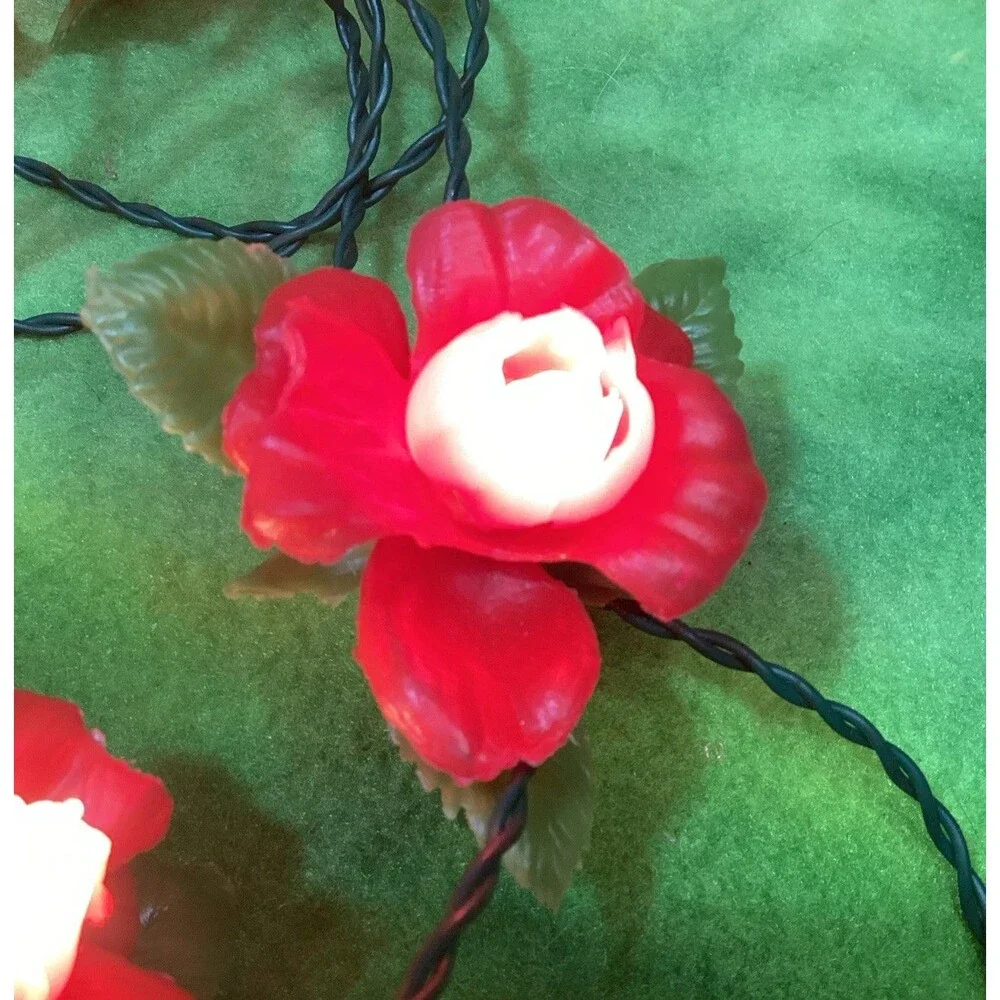 Vintage Trim-A-Teria 20 Italia Rosebud Roses Lite Christmas Lights 2 Strings